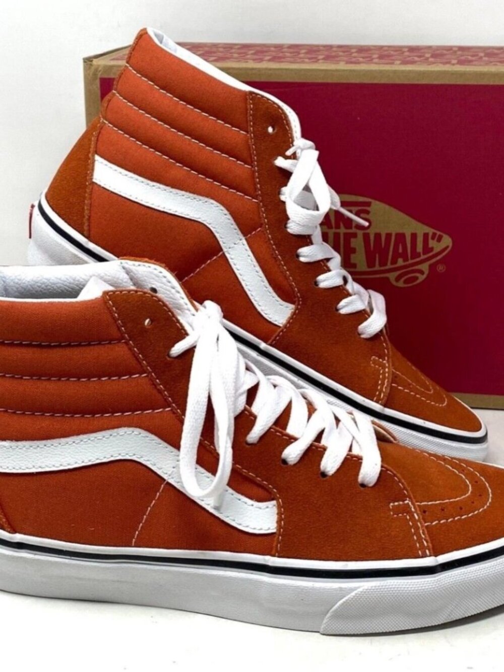 Womens Vans Sk8 Hi tops sneaker Color Theory Rust Orange Suede High Tops